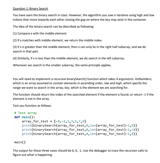  In Python please inar You have seen the binary search in