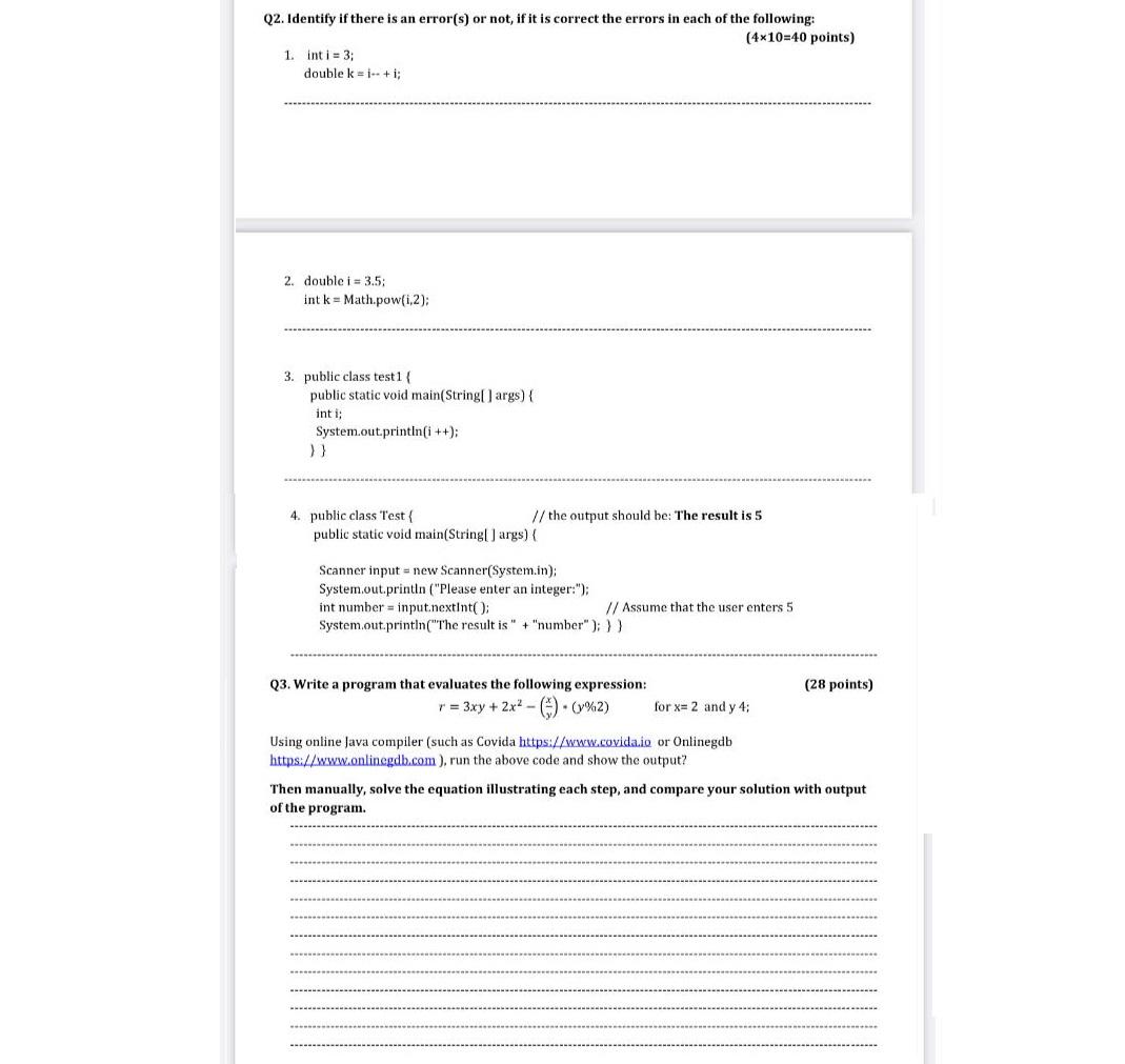  Q2. Identify if there is an error(s) or not, if it