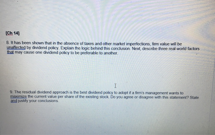  #9 [Ch 14] 8. It has been shown that in the