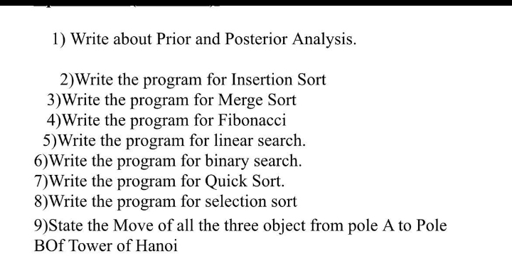  Write about Prior and Posterior Analysis. Write the program for Insertion