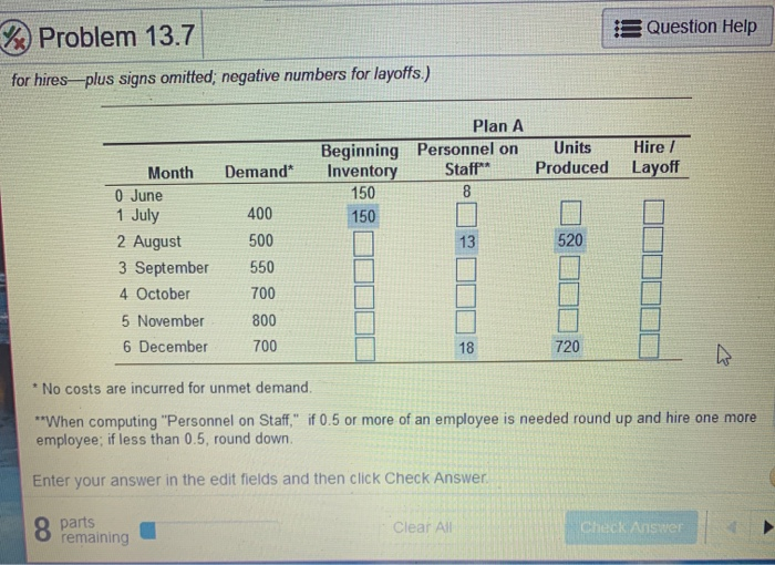 The company has gathered the following data. There are 8 hours of