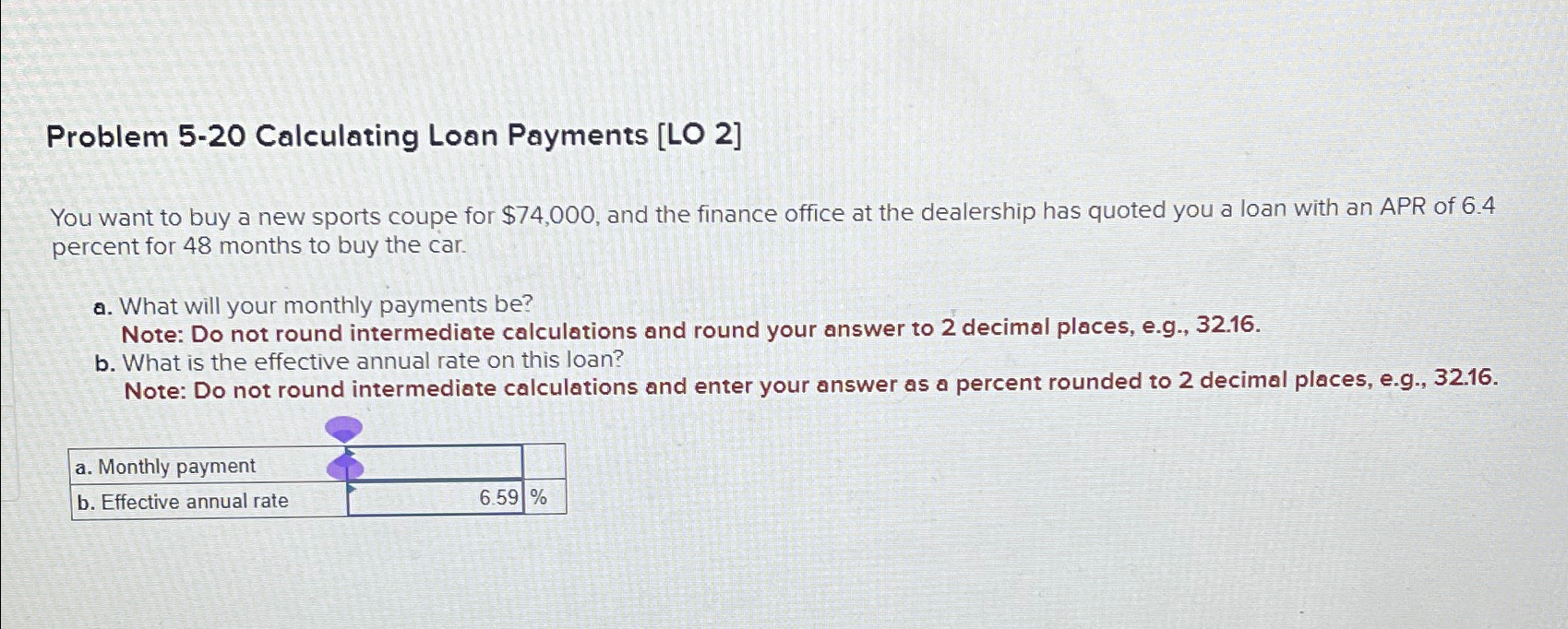  Problem 5-20 Calculating Loan Payments [LO 2] You want to buy