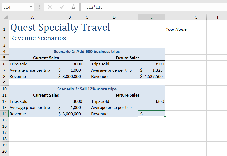 3. Now you try it 1. Click cell E14, click the Data