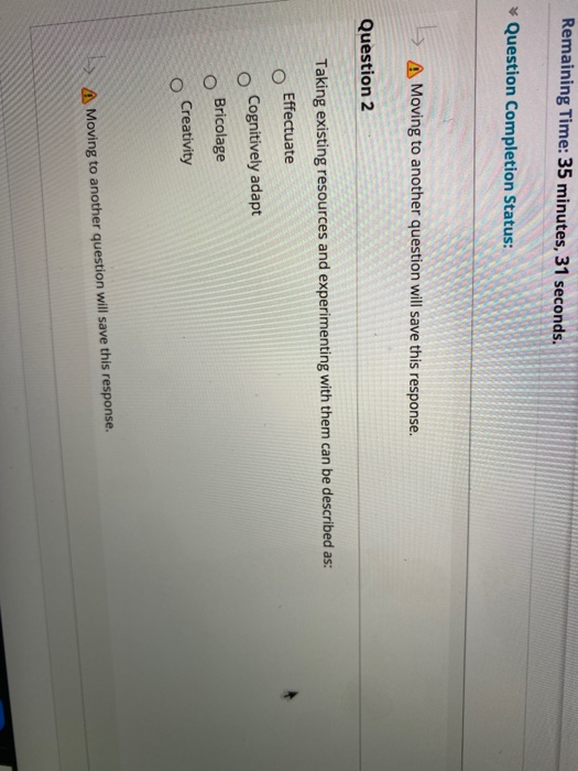  Remaining Time: 35 minutes, 31 seconds. Question Completion Status: A Moving