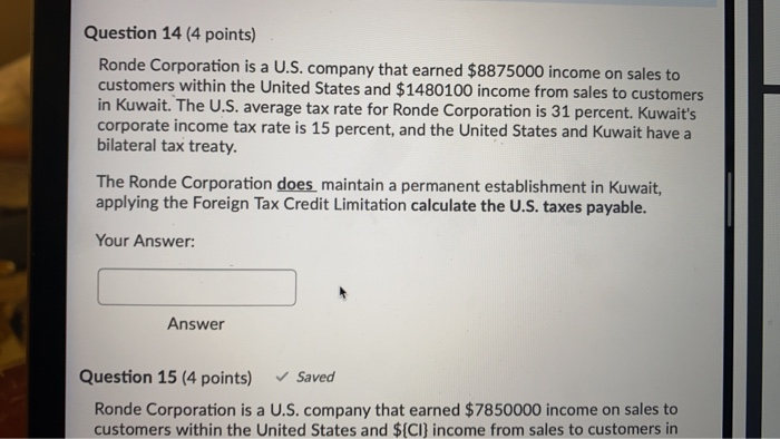  some one answer this for mee Question 14 (4 points) Ronde