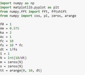 and fc=10Hz. 2. Use Python program to plot the modulation waveform and