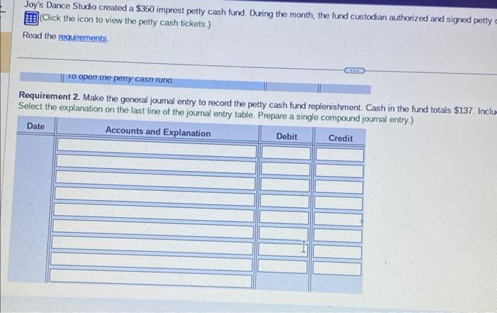 fund. During the month, the fund custodian authorized and signed petty (Click