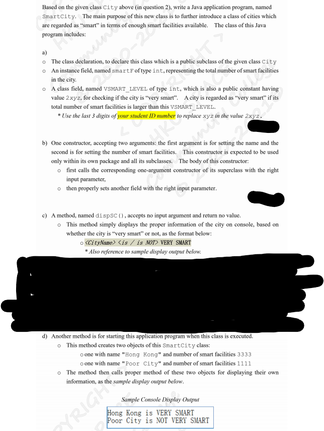 // name of the city private int cArea; // area of the