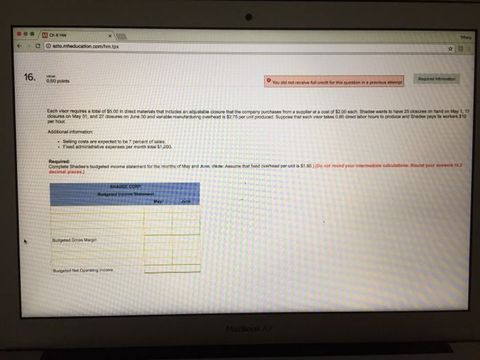 receive aedt for eis queston in previous amempt Required: 1. Determine Shadee's