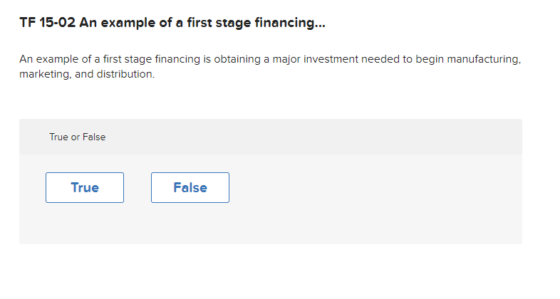  TF 15-02 An example of a first stage financing... An example