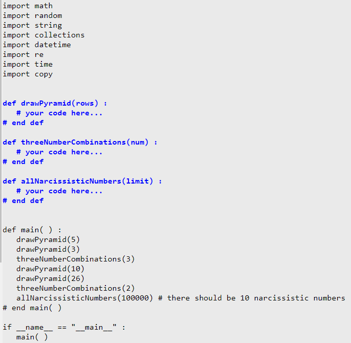 This function generates and displays a list of all 3 number combinations