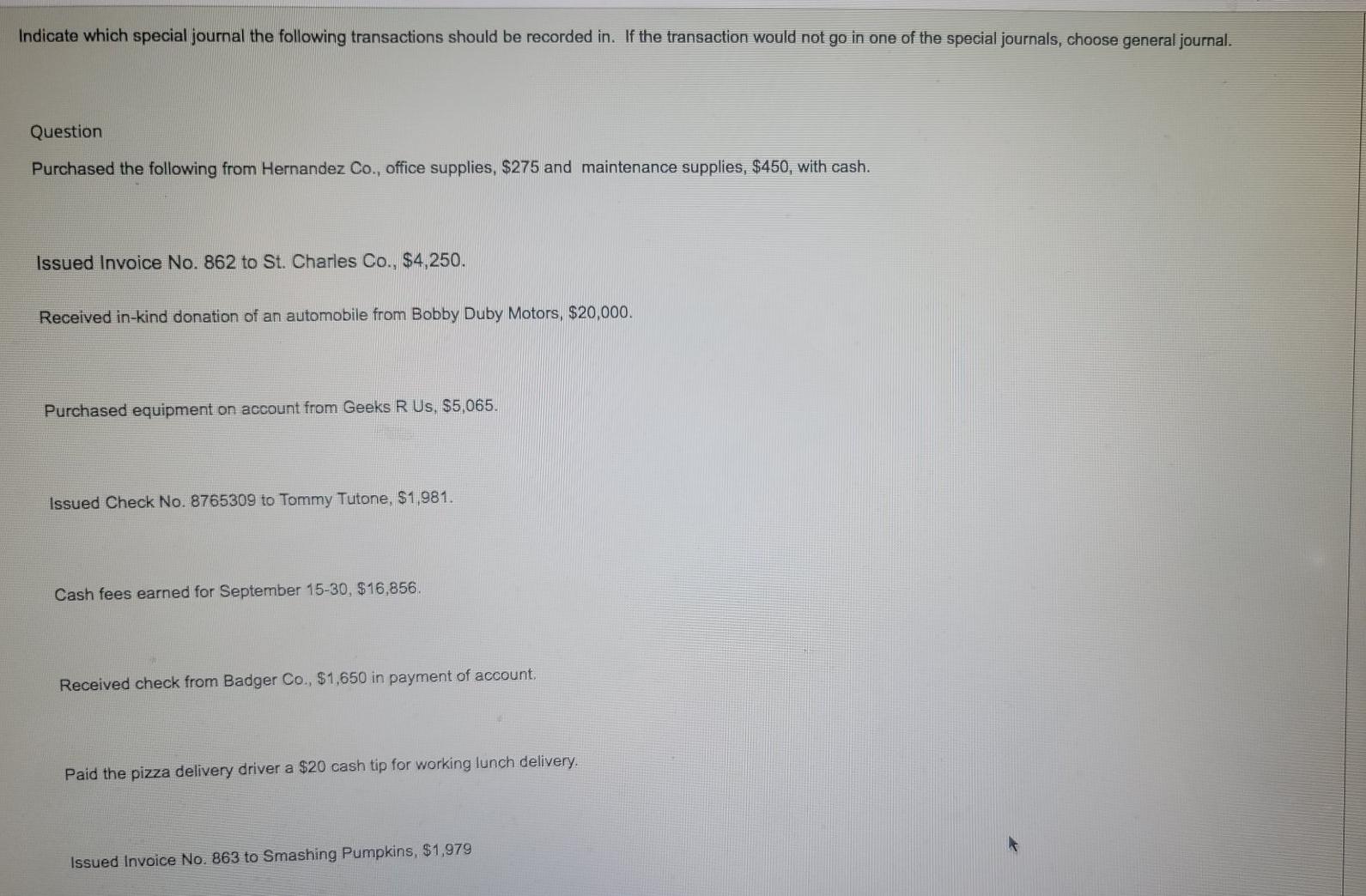 please help me here I really need help Indicate which special