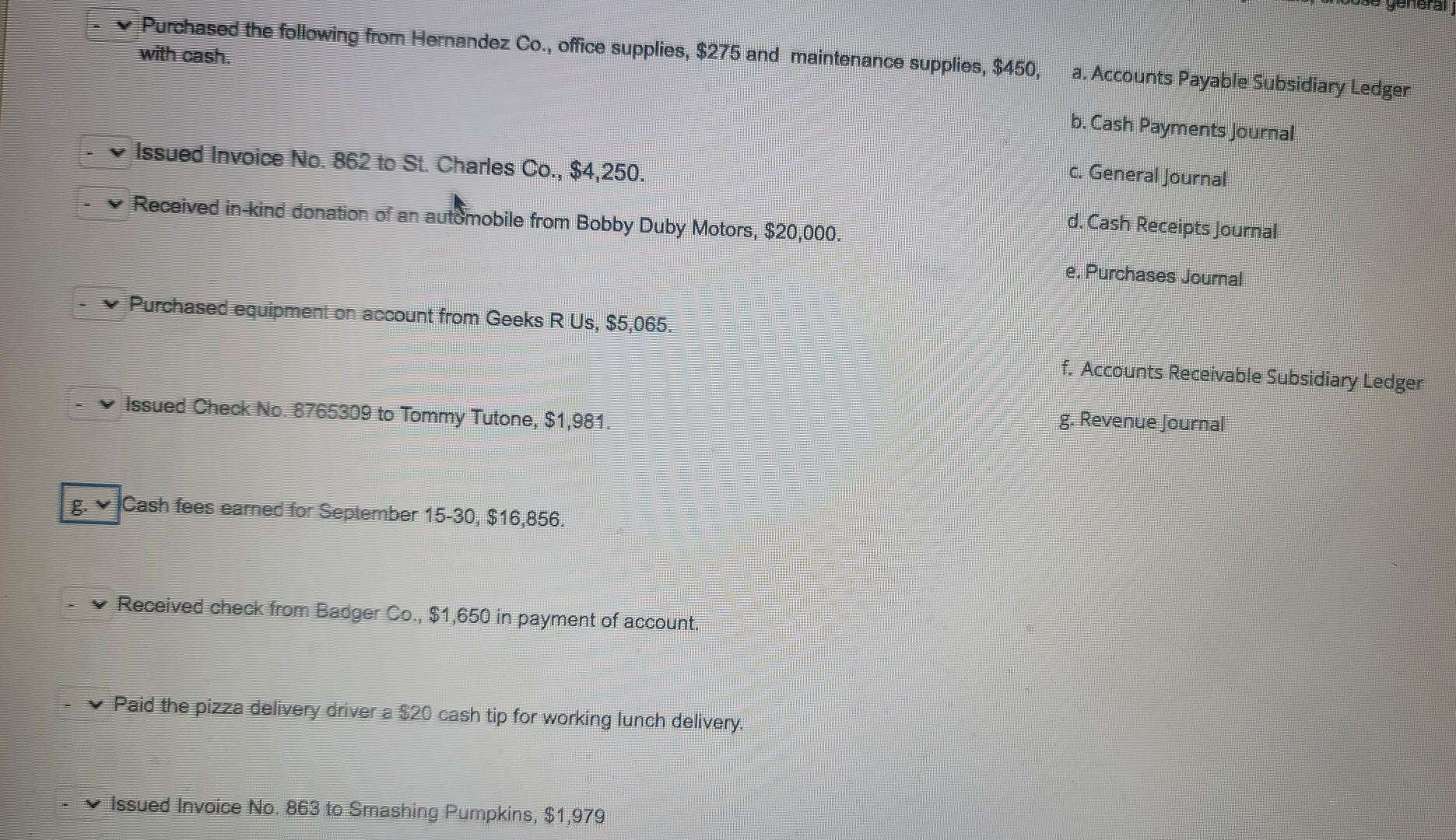 not go in one of the special journals, choose general journal. Question