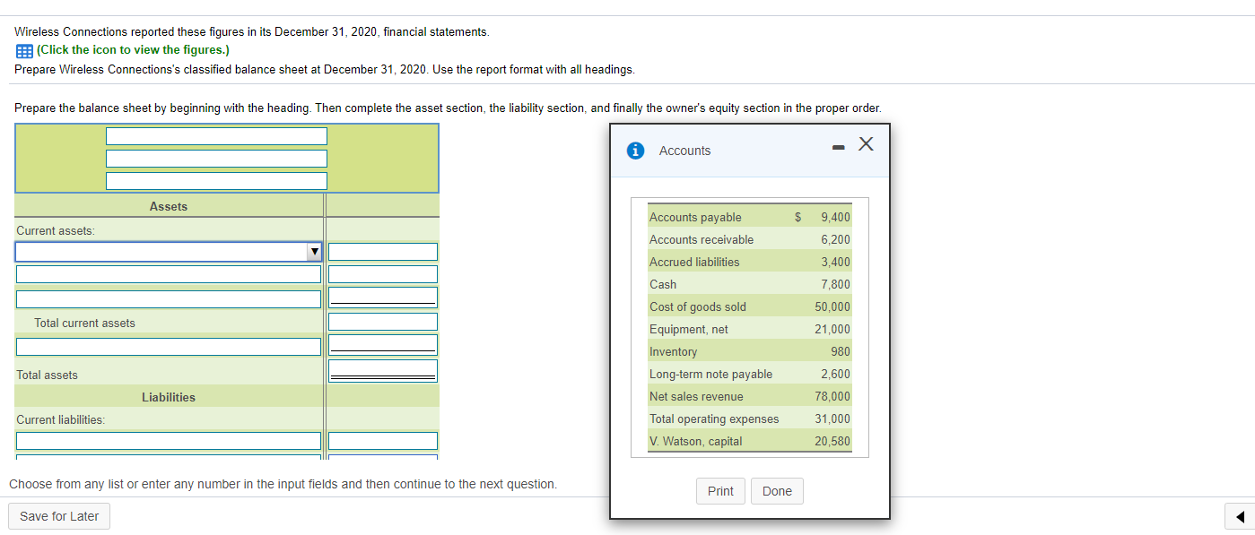 Wireless Connections reported these figures in its December 31, 2020, financial
