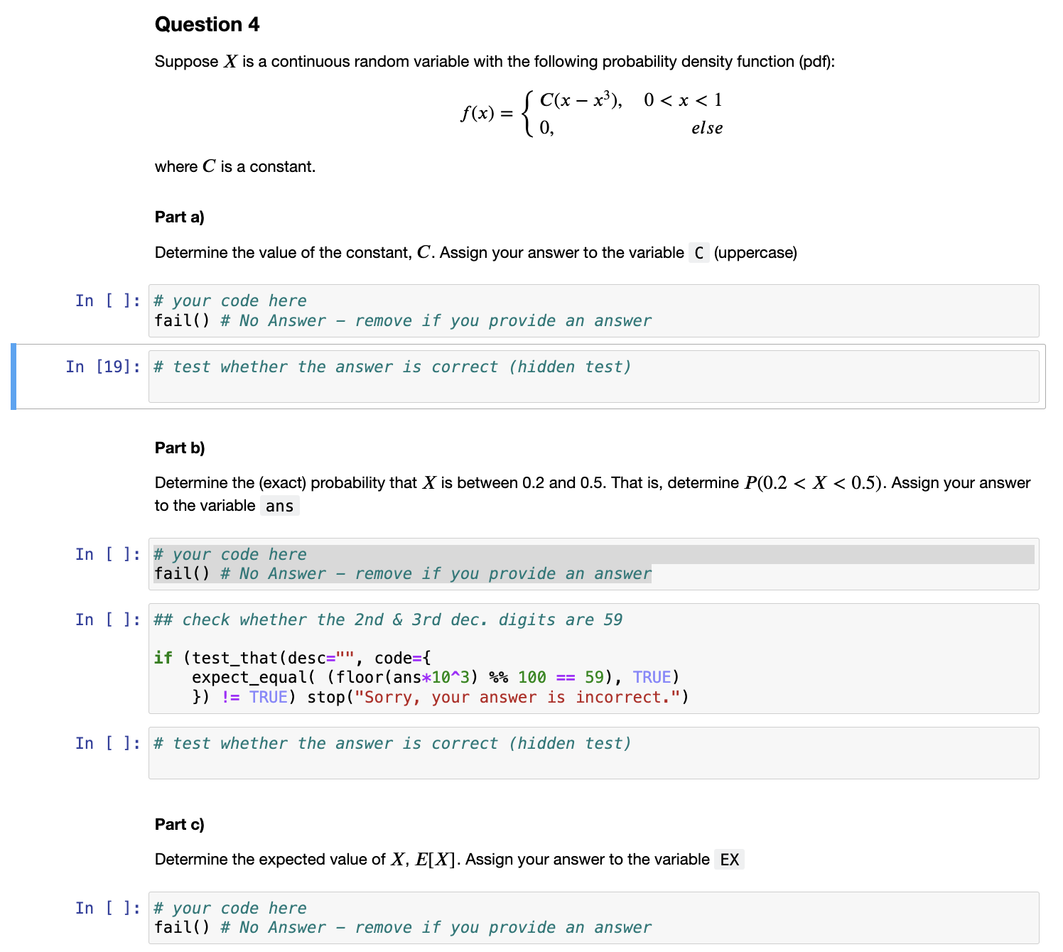  Question 4 Suppose x is a continuous random variable with the