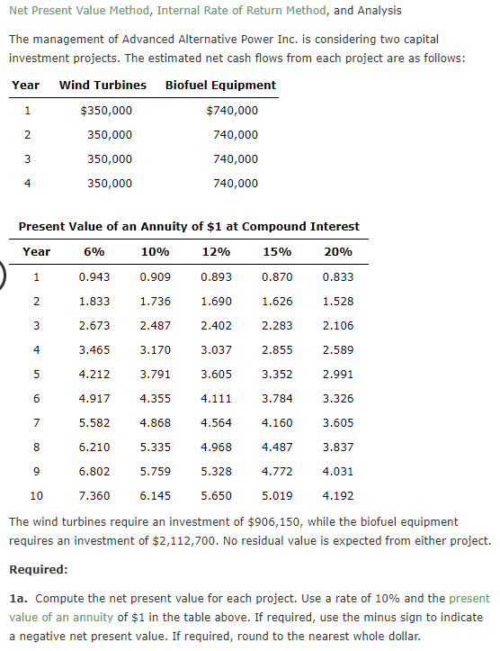  Net Present Value Method, Internal Rate of Return Method, and Analysis