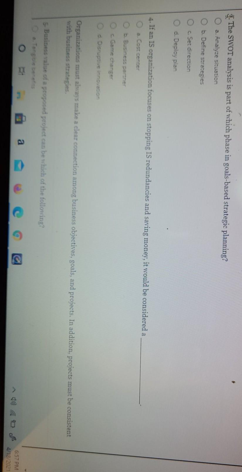 strategic plans. 1. Which phase of the goals-based strategic planning involves an