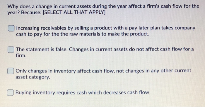  Why does a change in current assets during the year affect