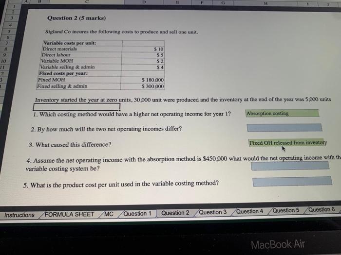 & Vancouver The following information has been recorded for the previous year
