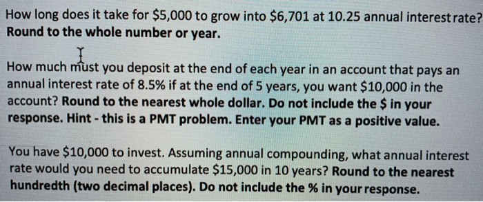 do in excel please How long does it take for $5,000 to