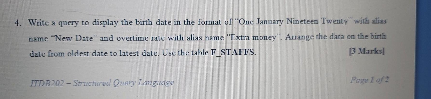 No FIRST_NAME VARCHAR2 25 - No LAST_NAME VARCHAR2 35 = No BIRTHDATE