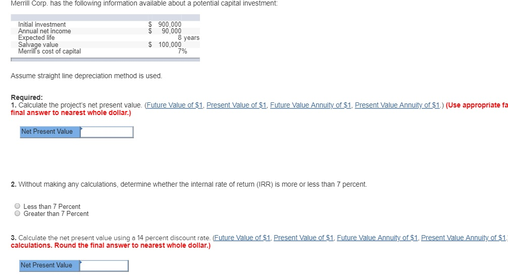  Please explain Merrill Corp. has the following information available about a
