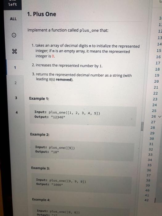  please help me with python left 1. Plus One ALL 1