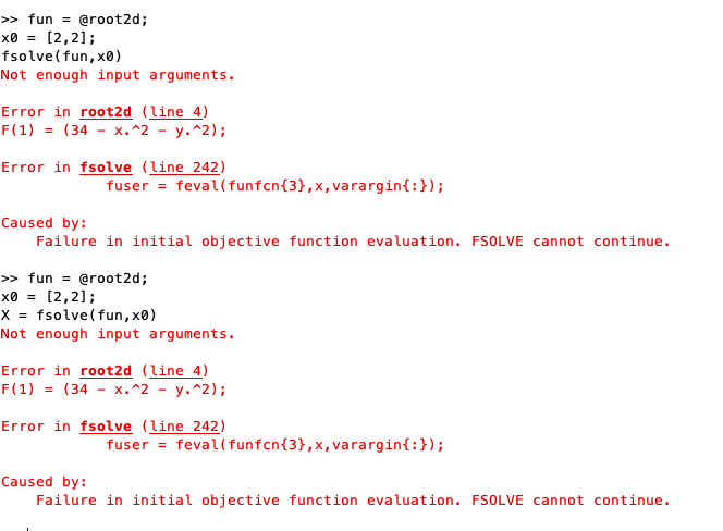 2) Use the MATLAB function fsolve (Links to an external site.) to