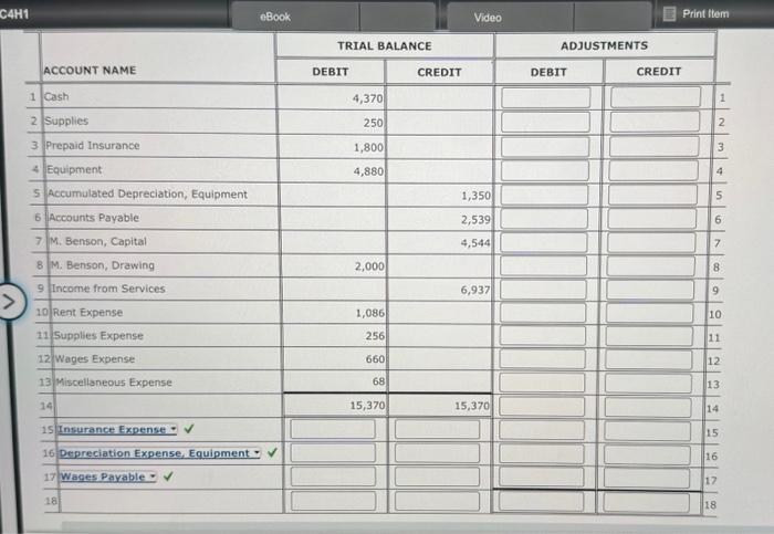 the following adjustments on this work sheet for the month ended June