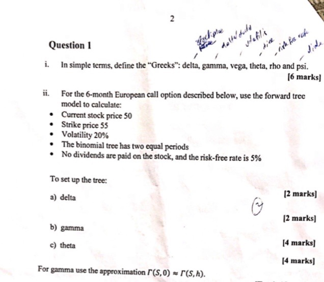  2 2 -risk forch Question 1 i. In simple terms, define