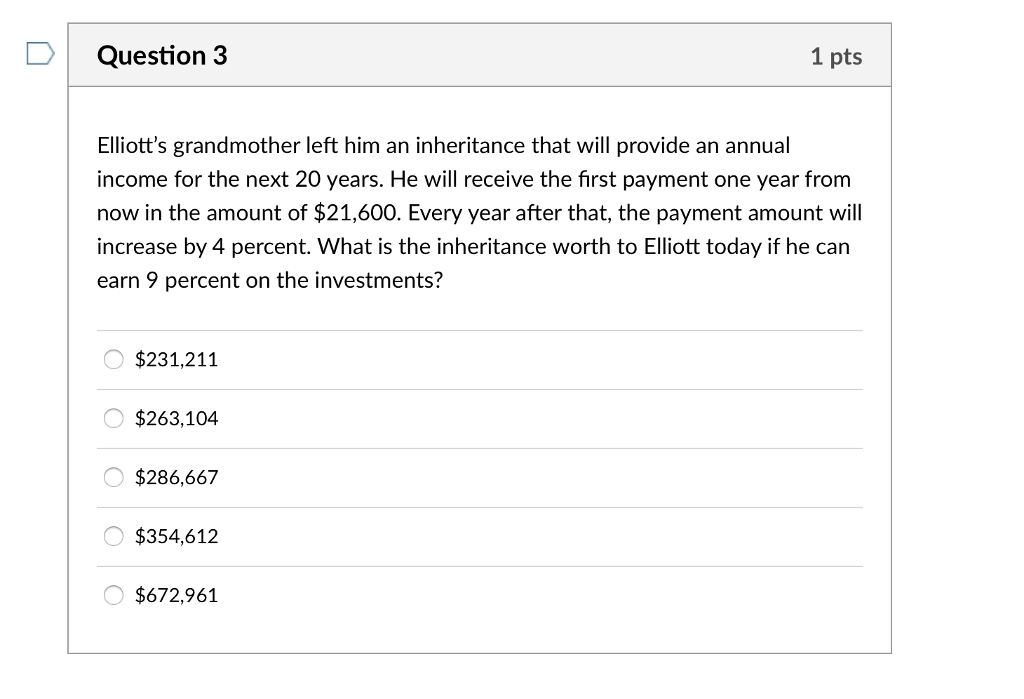  Please explain as well! Thank you! Question 3 1 pts Elliott's