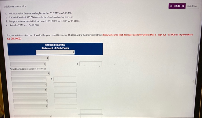 sheet for Rocker Company appears below: ROCKER COMPANY Comparative Balance Sheet Dec.