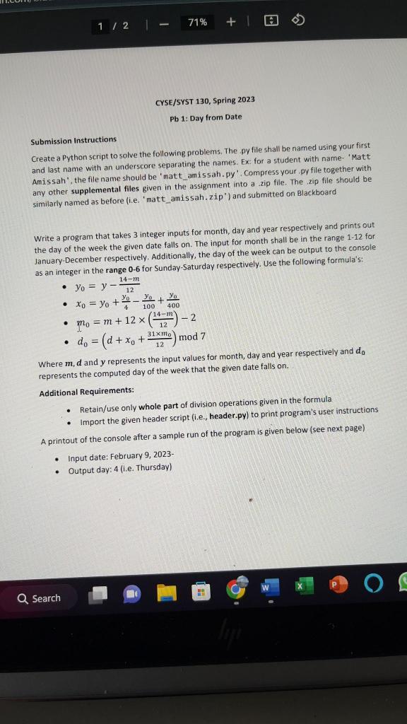 I need it in python Submission Instructions Create a Python script to