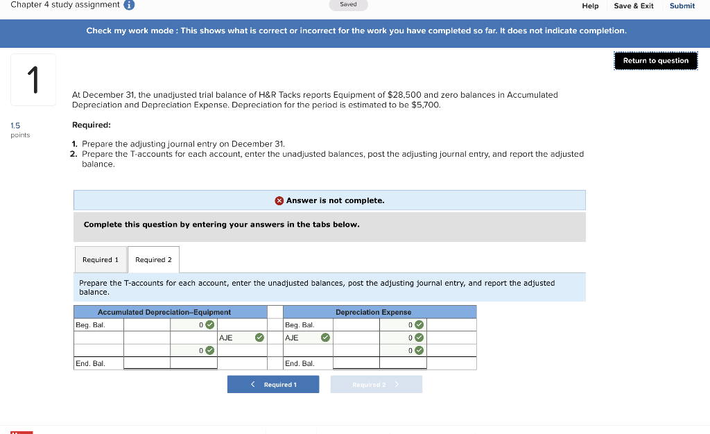 Chapter 4 study assignment i Saved Help Save & Exit Submit