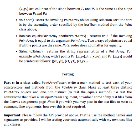 double and y of type double; 2. Public constructor: only one constructor