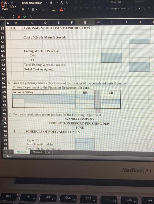 B C D E - Weighted Average Process Costing 5 7 Clesi