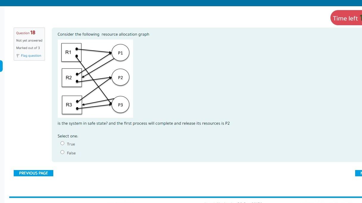  Consider the following resource allocation graph is the system in safe