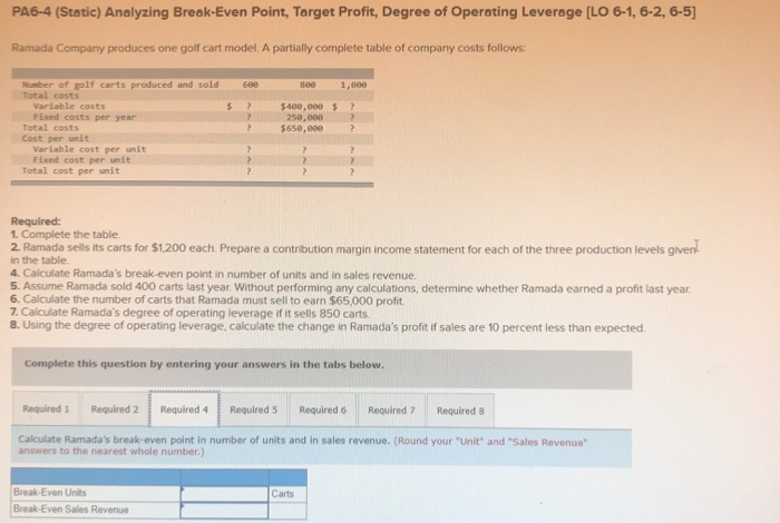 year Total costs Cost per unit Variable cost per unit Fixed cost