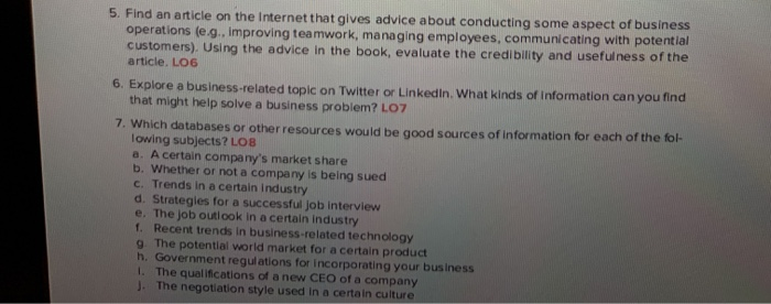 critical Thinking 5. Find an article on the Internet that gives advice