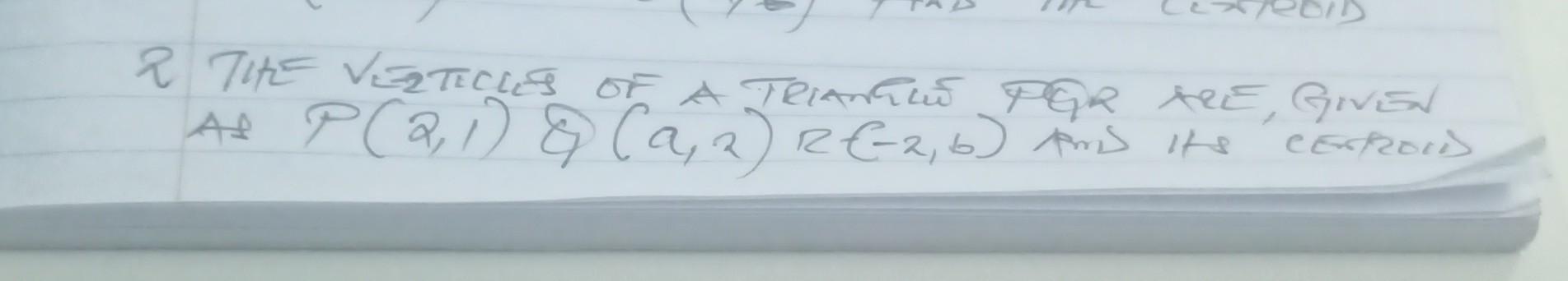 As P(2,1)&(a,2)R(2,b) ans its centanis