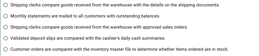 sold are posted to incorrect customer accounts. 2. Goods ordered by customers