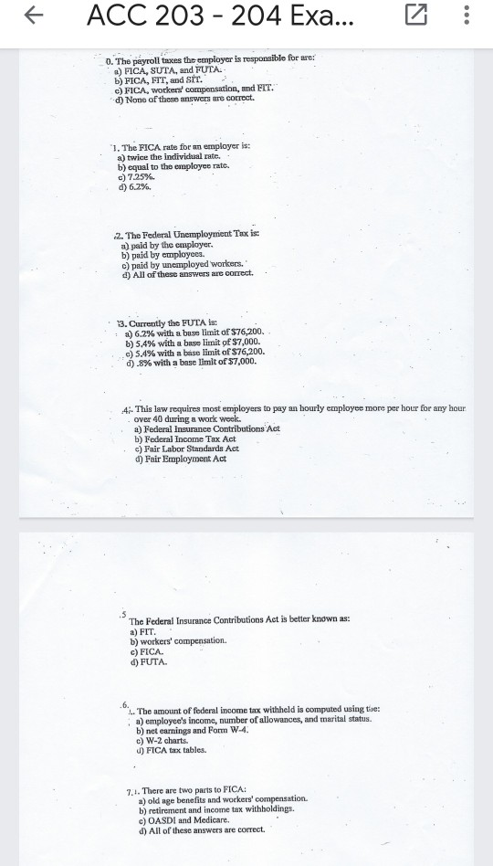  R ACC 203 - 204 Exa... ... 0. The payroll taxes
