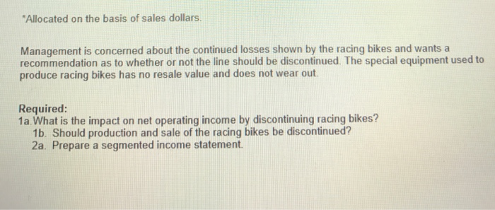 Company manufactures three types of bicycles a dirt bike, a mountain bike,
