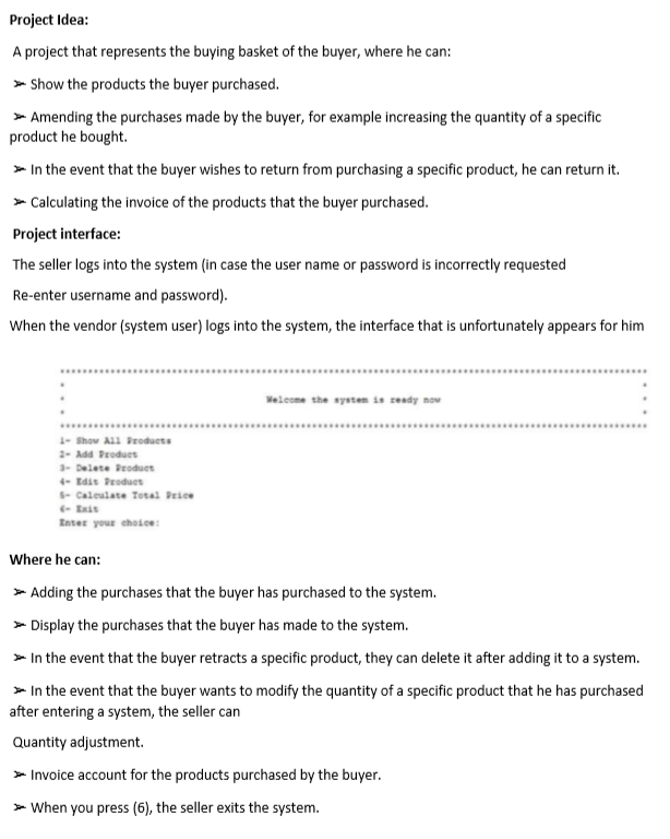 Java Project Idea: A project that represents the buying basket of