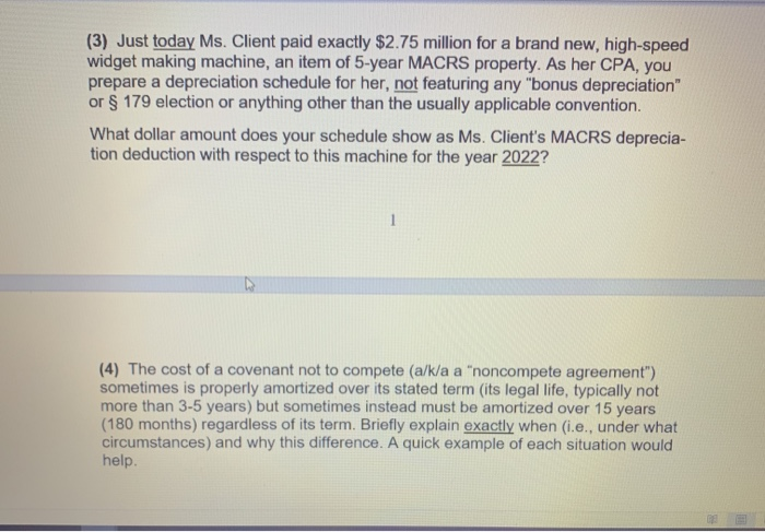  (3) Just today Ms. Client paid exactly $2.75 million for a