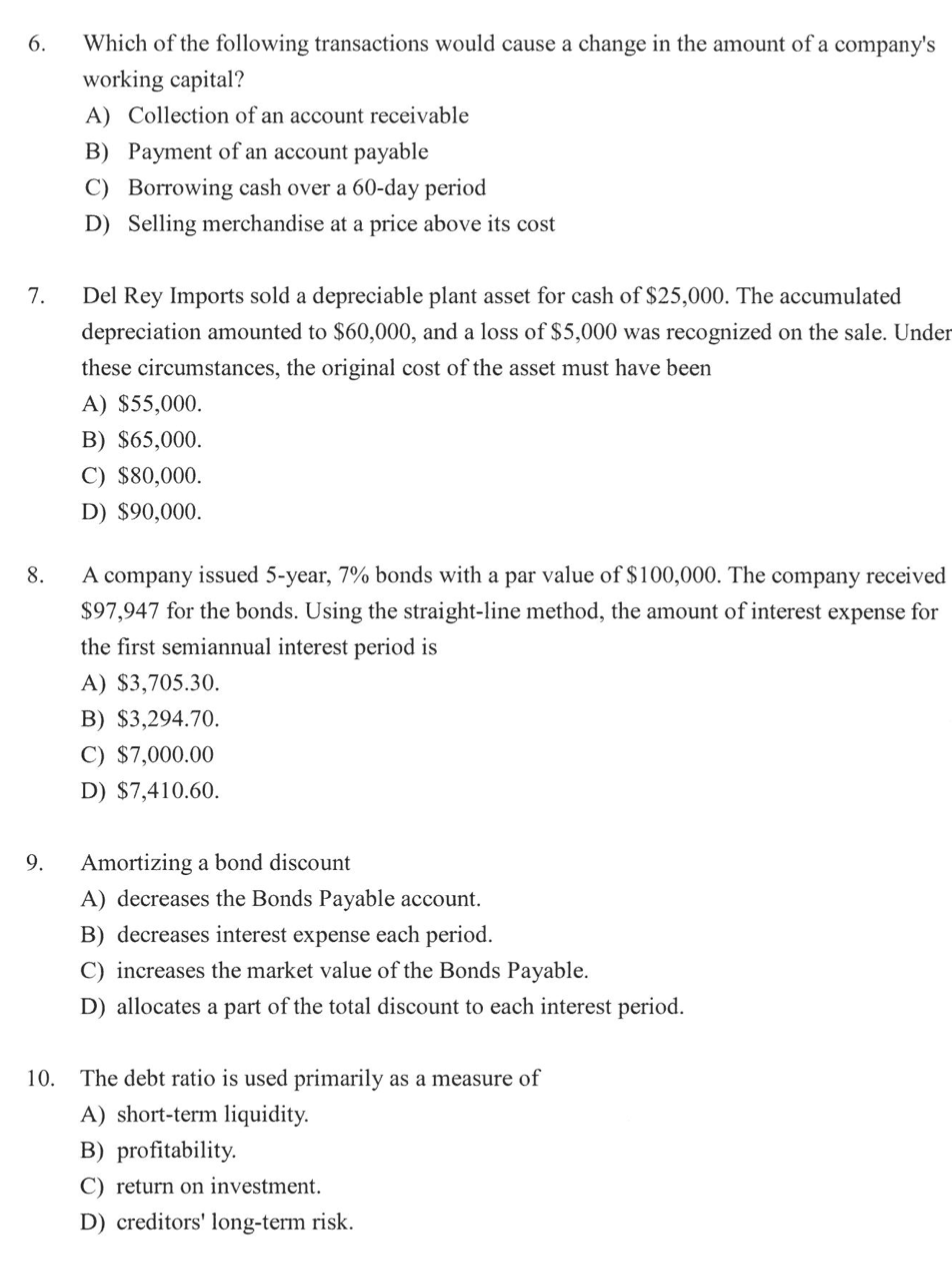 from this section. Choose the best possible answer (2 marks each). 1.