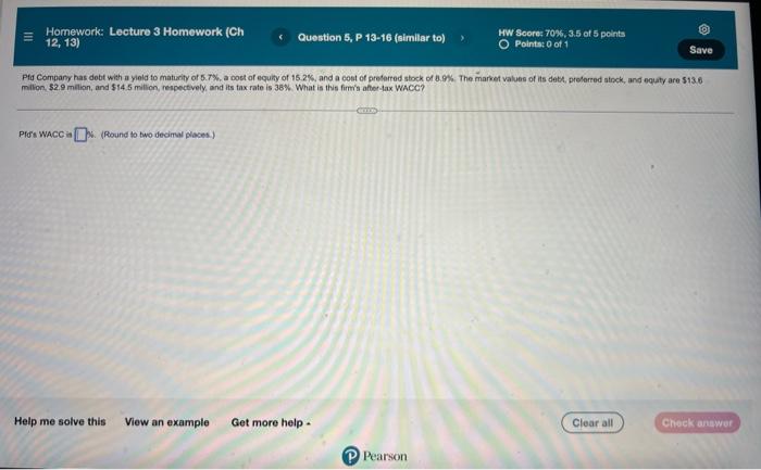 Homework: Lecture 3 Homework (Ch 12, 13) Question 5, P 13-16