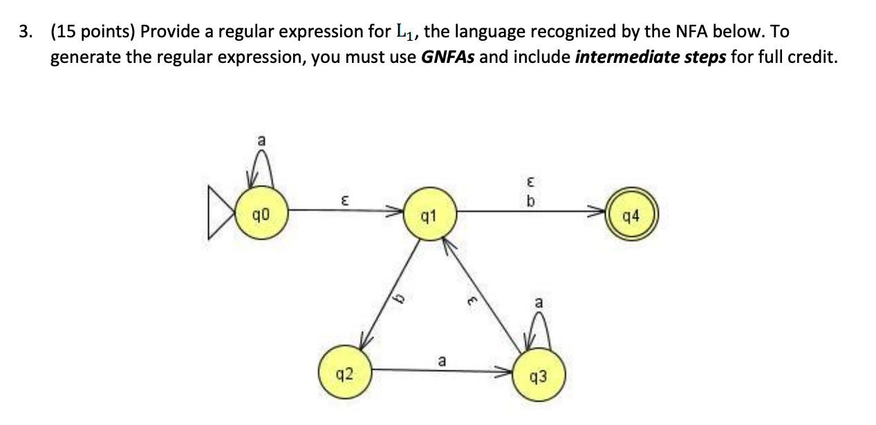  3. (15 points) Provide a regular expression for Ly, the language