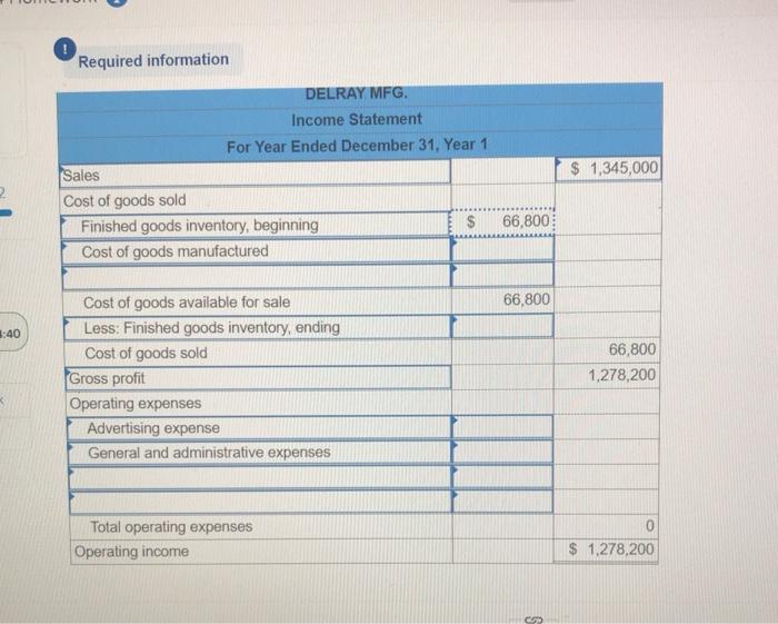 for the Exercises below. The following selected account balances are provided for