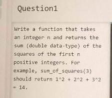 In C++ please Write a function that takes an integen n and